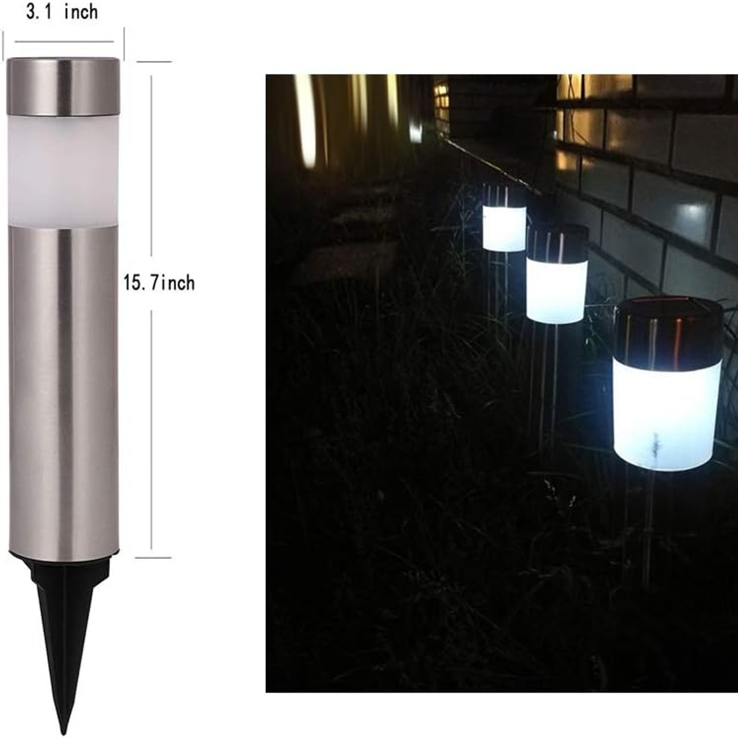 SUNWIND Solar Bollard Lights Outdoor (6 Pack), detail view
